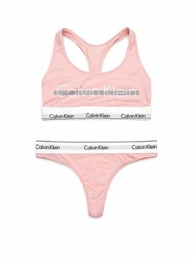 Calvin Klein Light Pink Logo Racerback Bralette & Thong Set